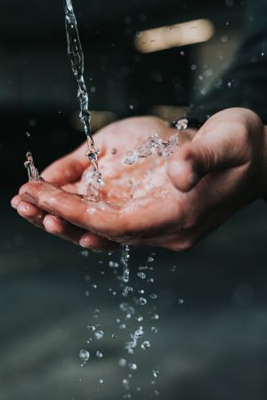 Man washing hands antibacterial