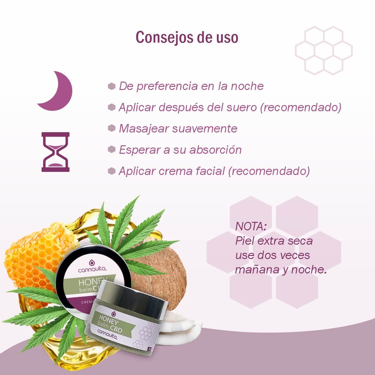 Honey balm – Crema facial hidratante, antiséptica - 50 ml - Imagen 3