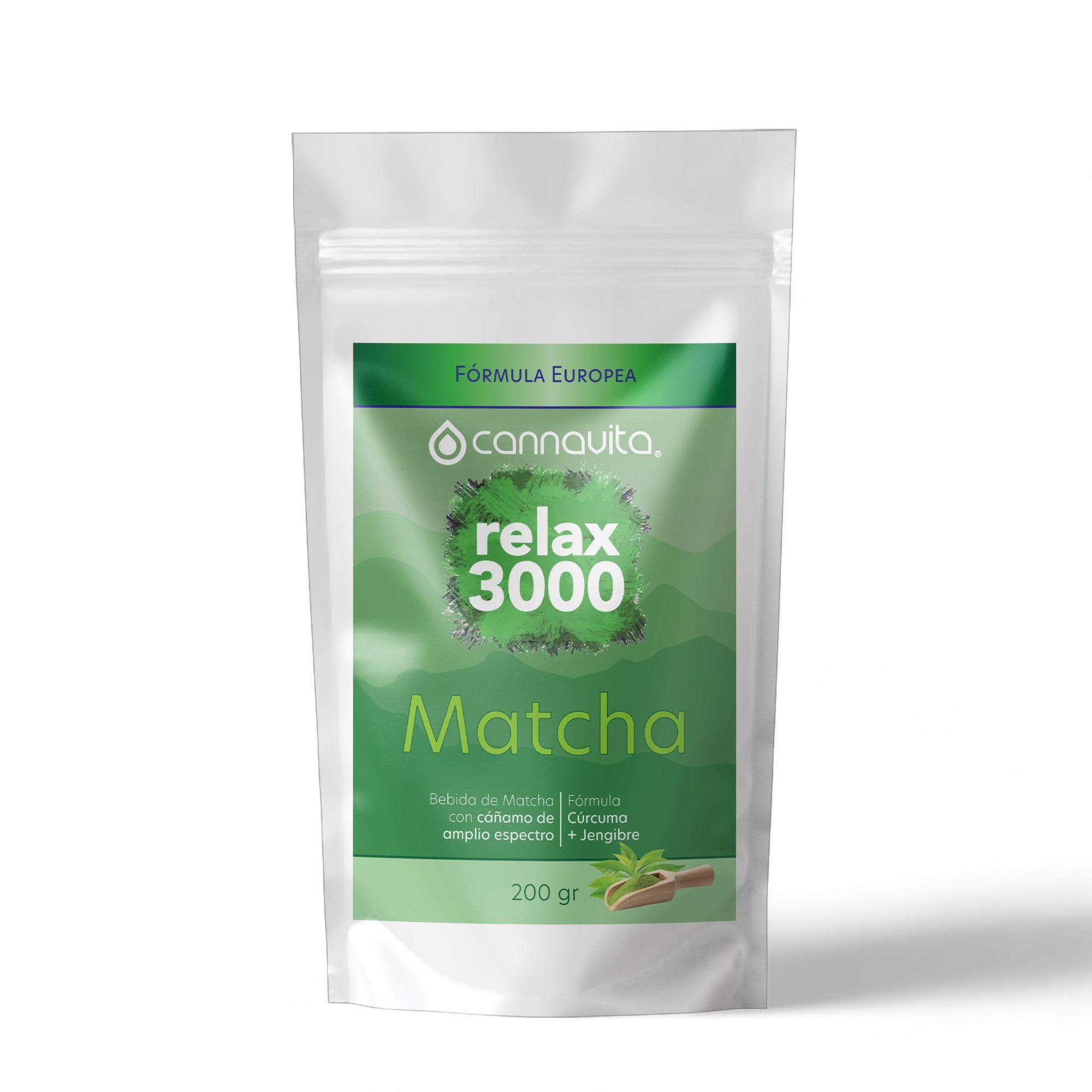 Relax 3000 - Bebida de Matcha con Cáñamo, Cúrcuma y Jengibre - 200 gr