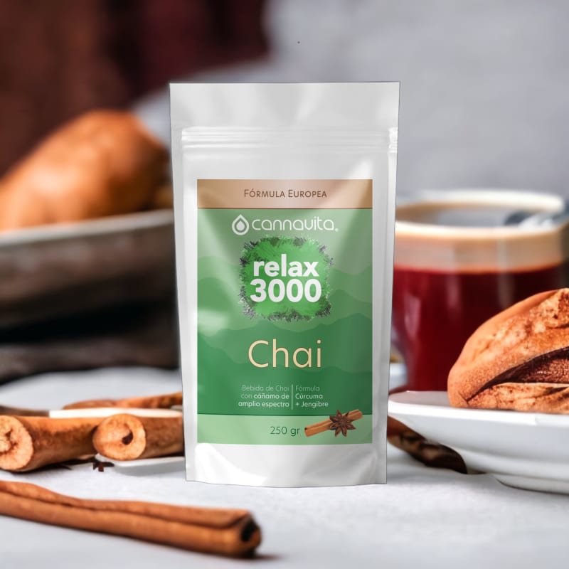 Té Chai Relax 3000 - Bebida de Chai con Cáñamo, Cúrcuma y Jengibre