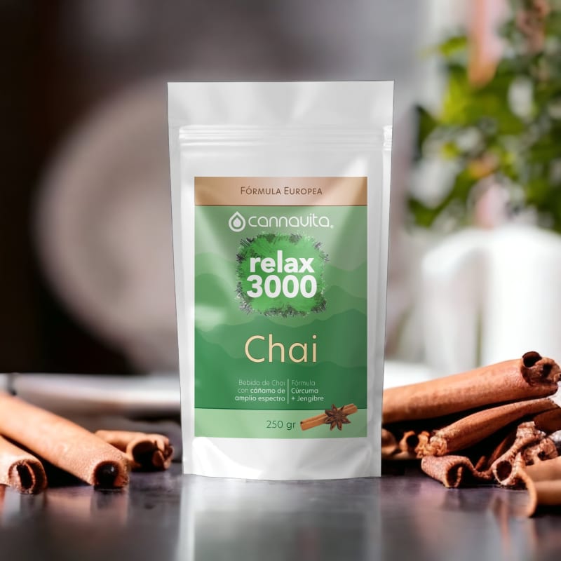 Té Chai Relax 3000 - Bebida de Chai con Cáñamo, Cúrcuma y Jengibre