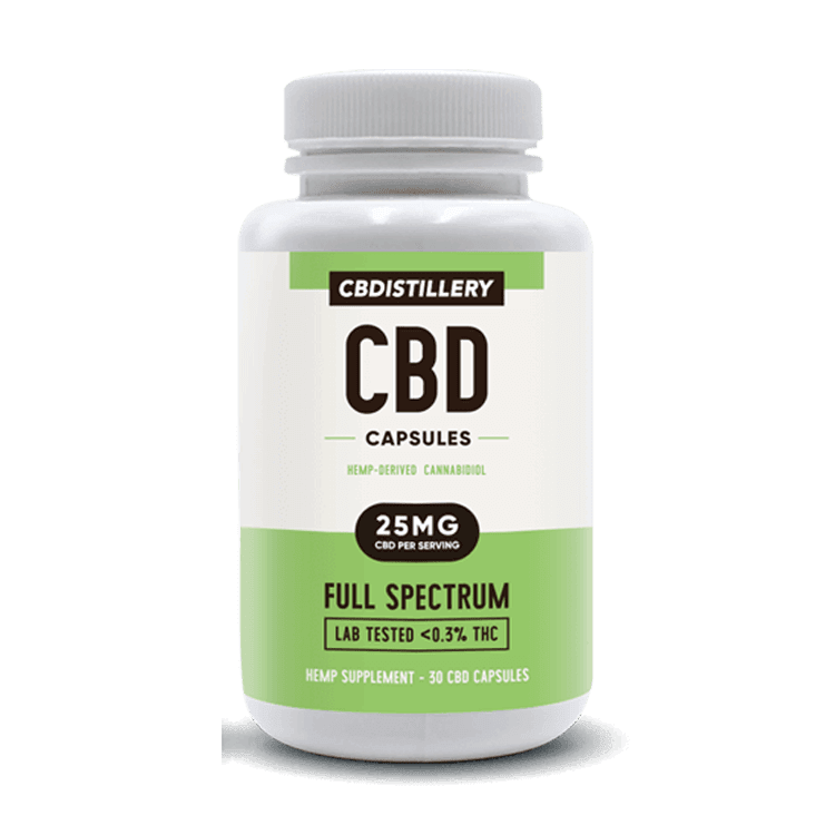 CBDistillery CBD Pill Capsules 25mg 30 count Vegetarian CBD Capsules