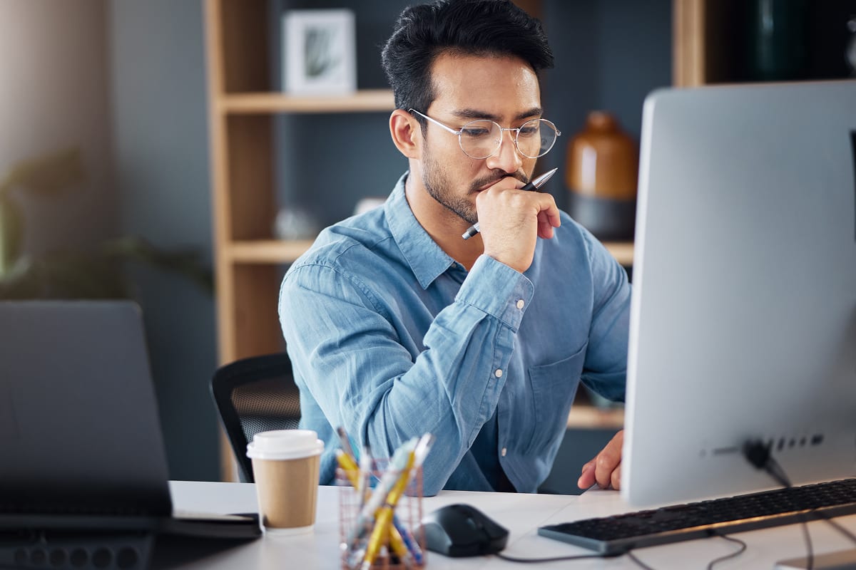 Developer working at desk