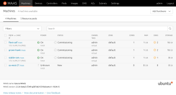 Screenshot of node listing