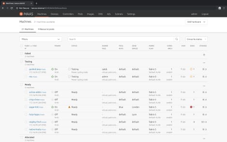 Screenshot of commissioning list
