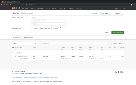 Screenshot of node deployment