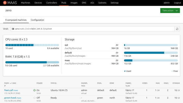 Screenshot of pod details