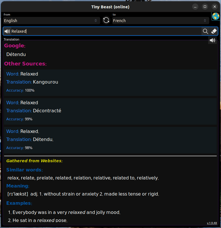 Install Tiny Beast Dictionary on Linux Snap Store