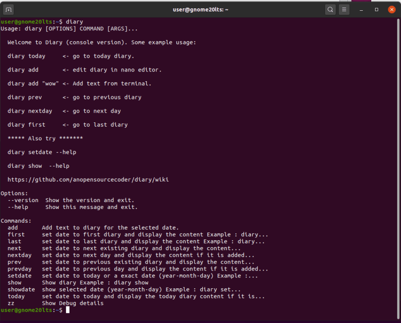 Install Diary on Linux | Snap Store