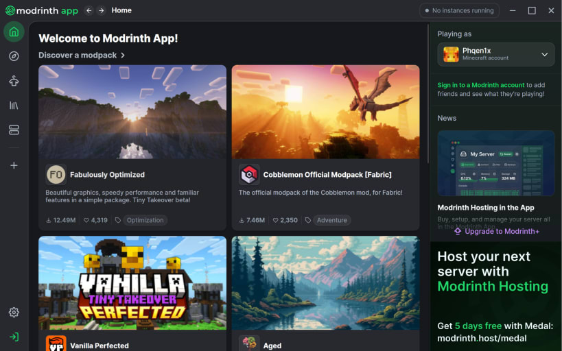 Install modrinth on Linux | Snap Store