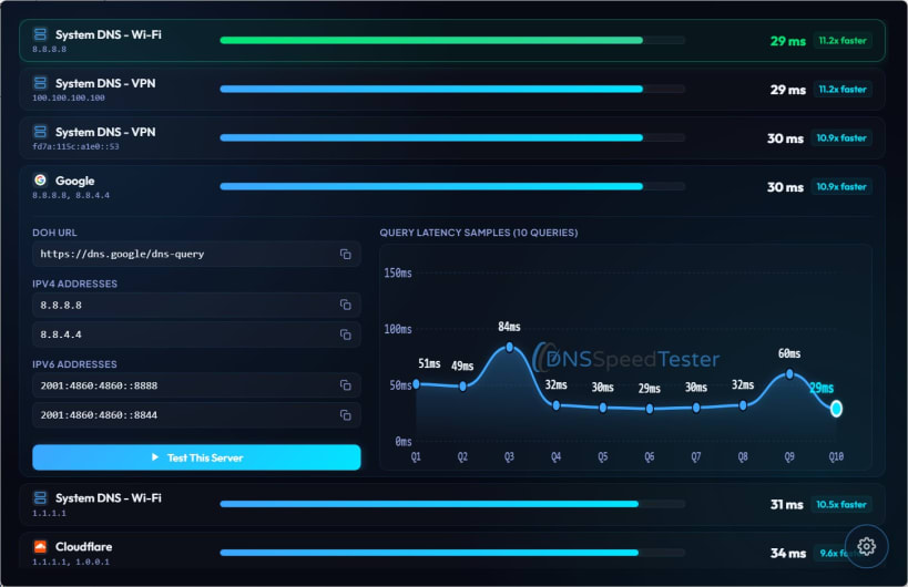 Install DNS Speed Tester on Linux | Snap Store