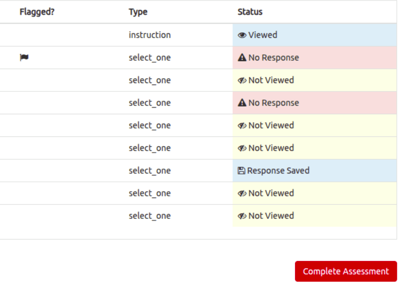 Assessment review page