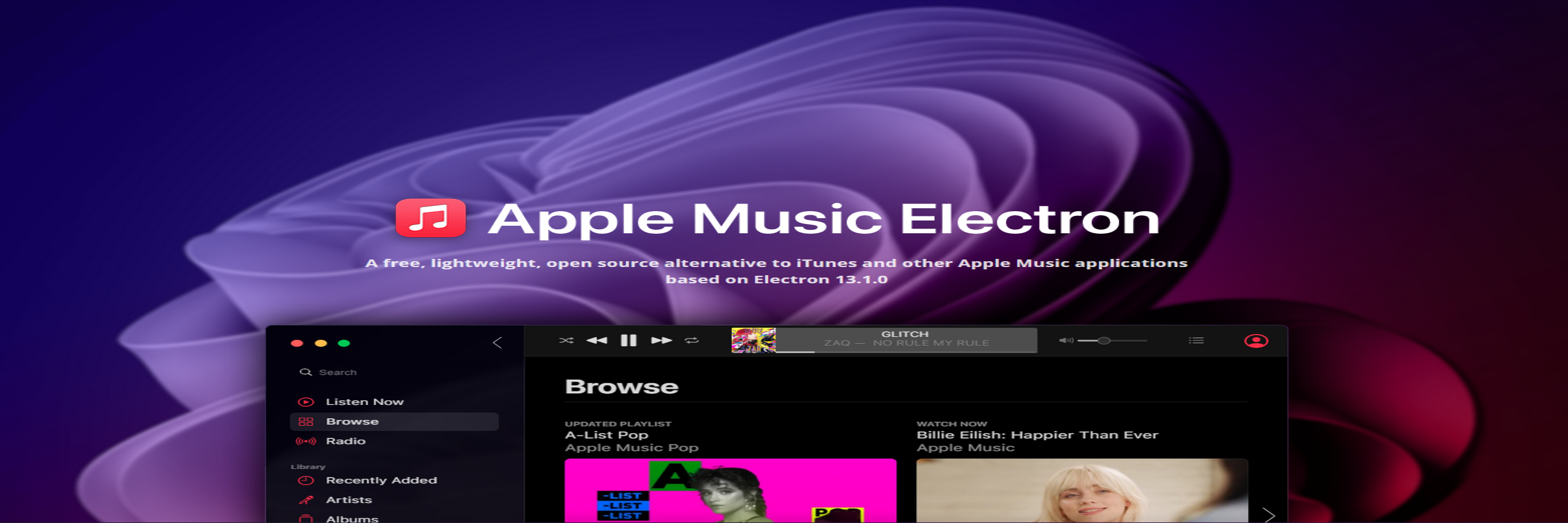 Apple Music Electron banner