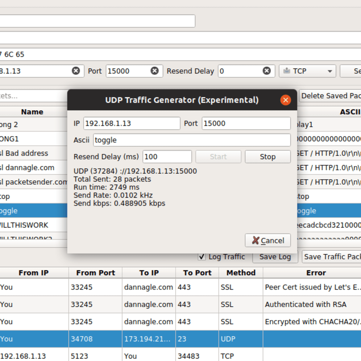 linux packet sender example