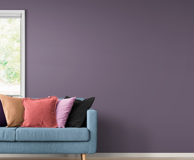 Sofa next to living room window mockup