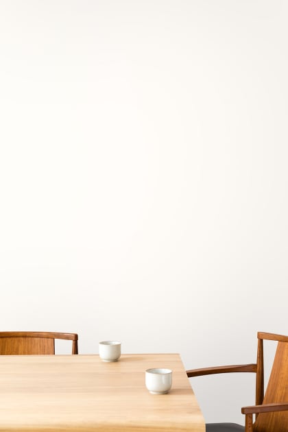 Download Dining room with wooden table and chairs mockup