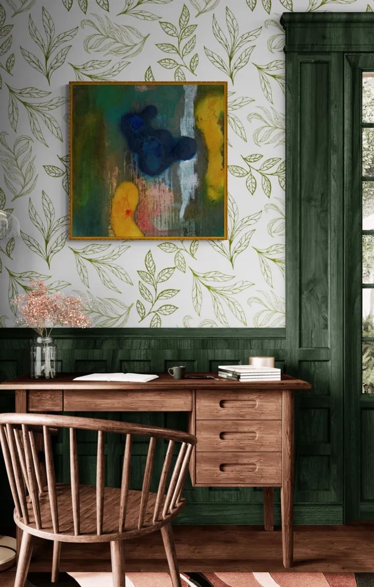 Traditional study with wood furniture mockup