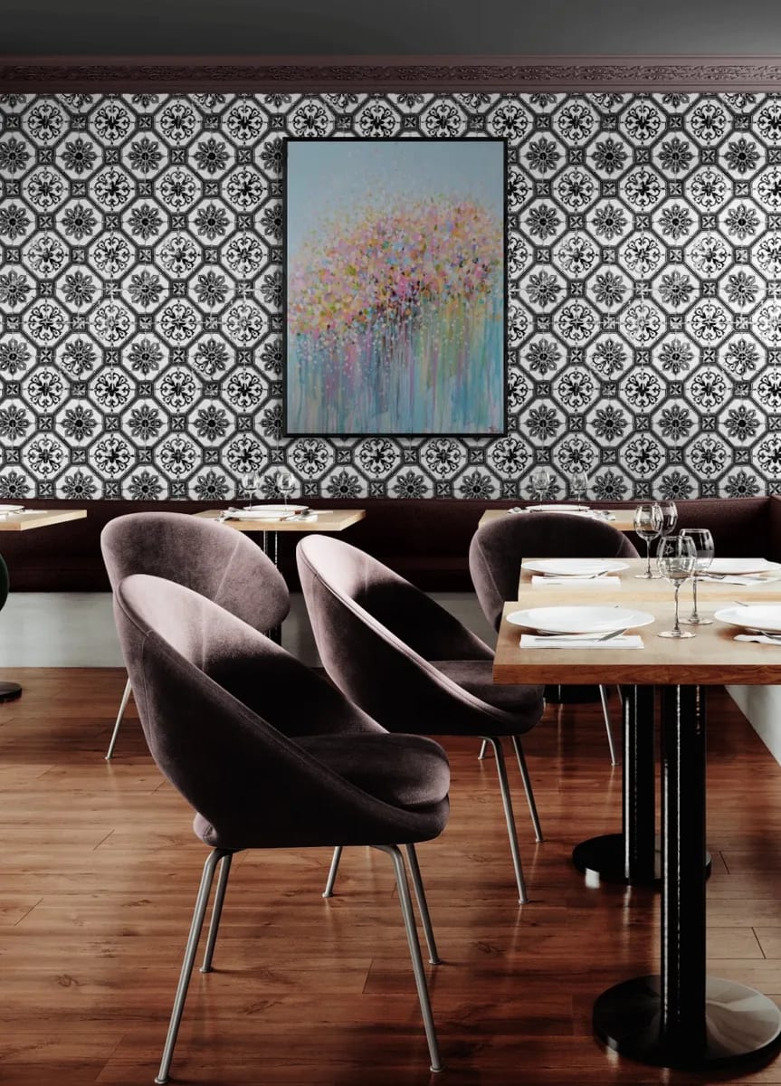 Fancy restaurant with bench seating mockup