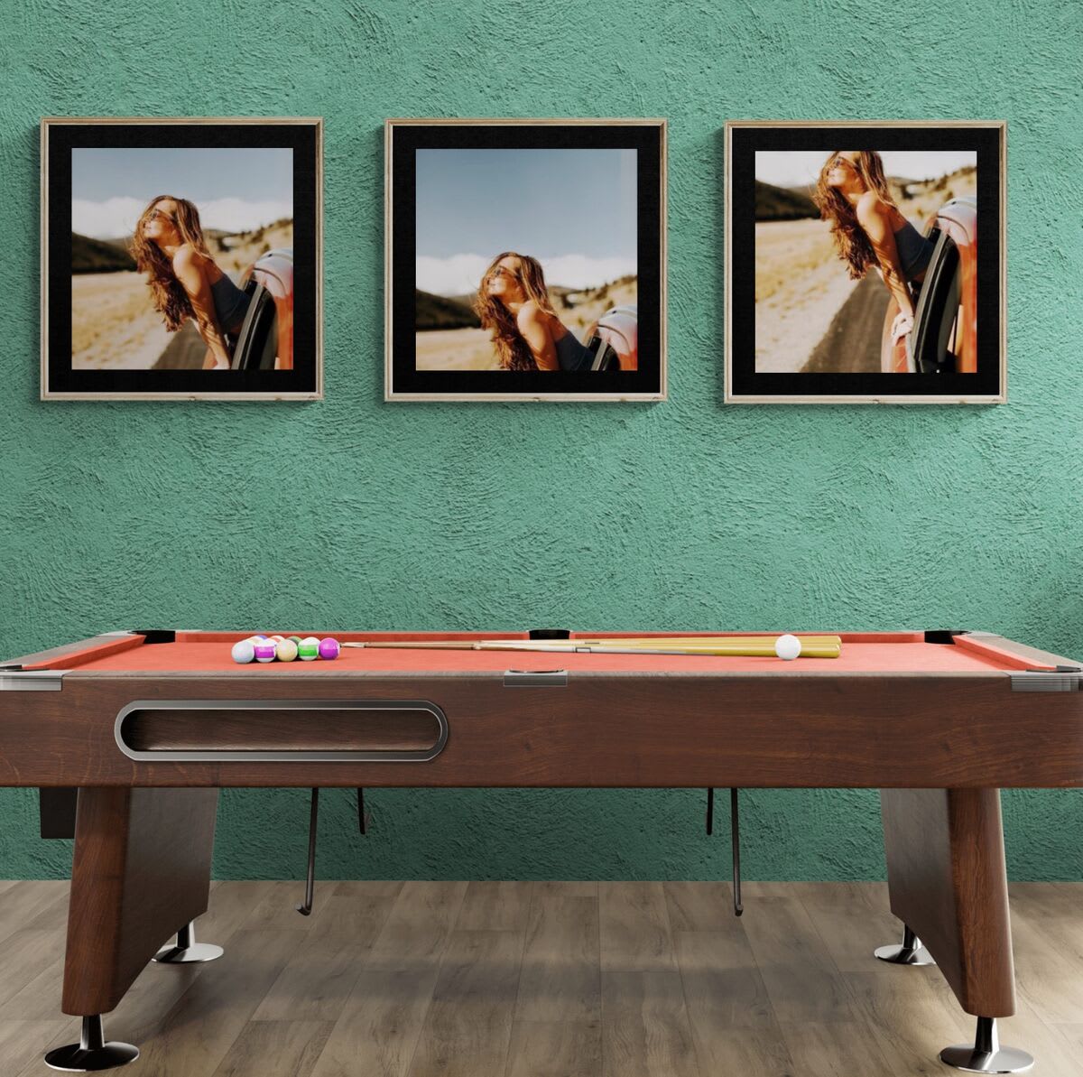 Recreation room with pool table mockup