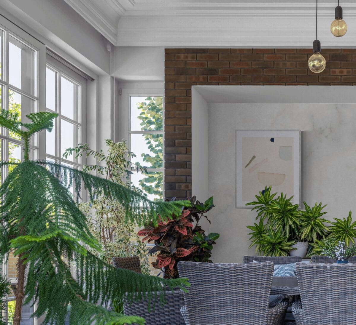 Fancy dining room with feature wall mockup