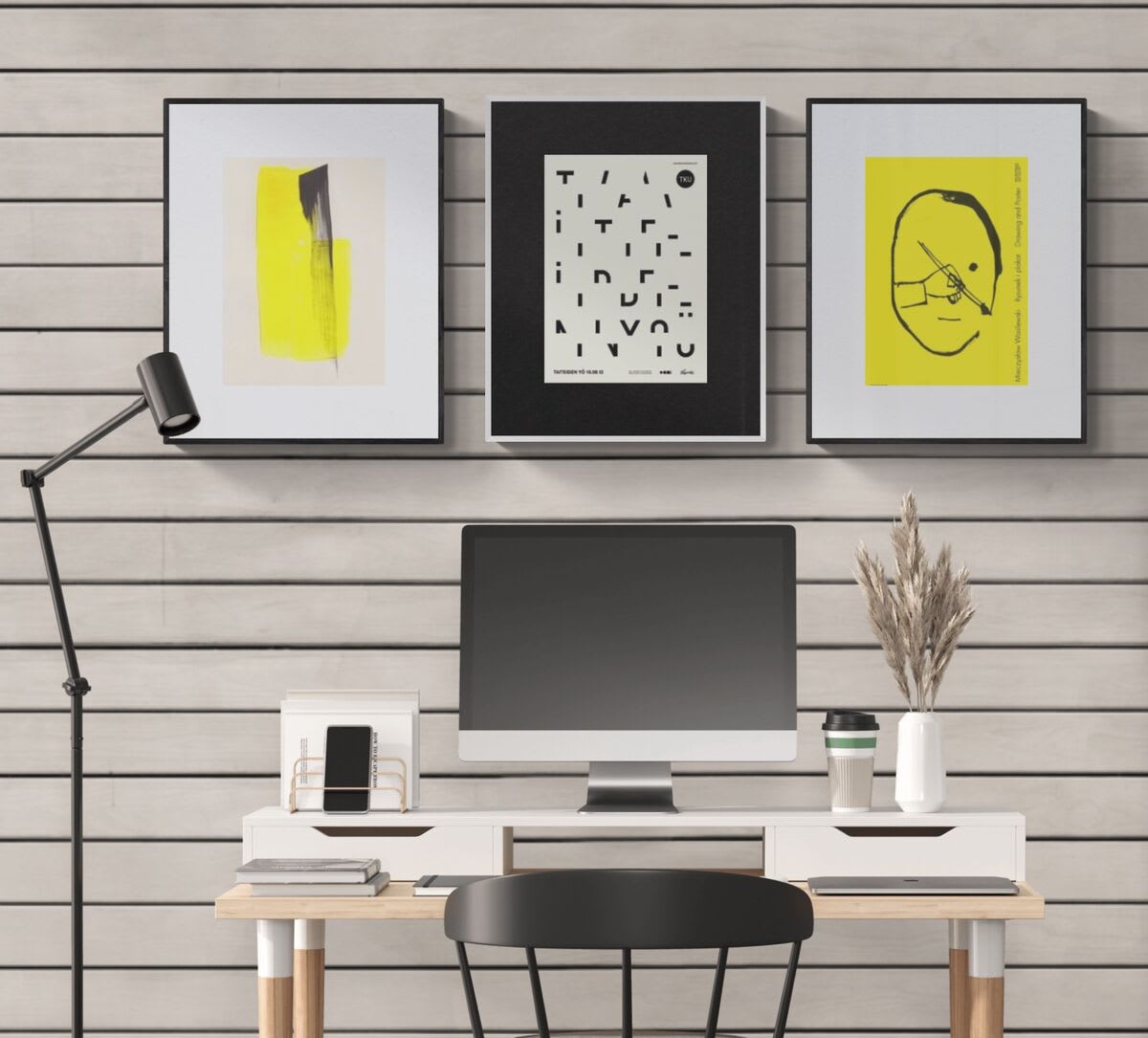 Clean modern study room mockup