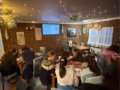 People sat in a room at a pub quiz