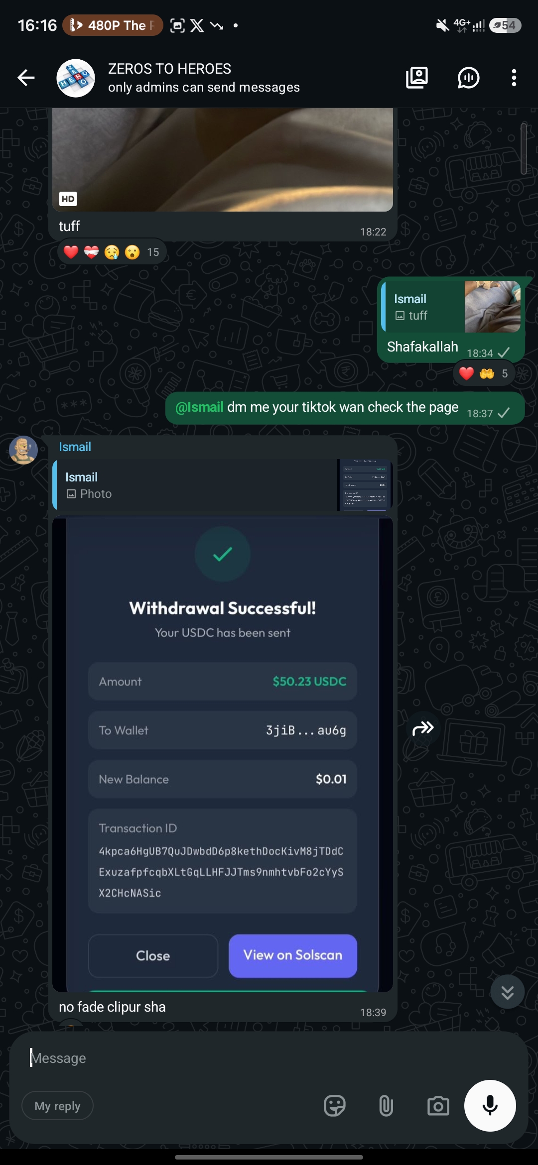 Student conversation screenshot