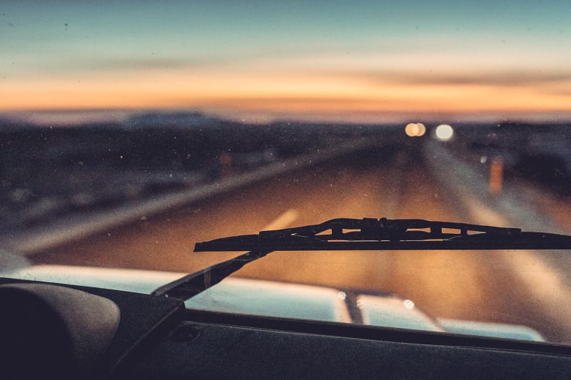 Vehicle with a light on in Iceland
