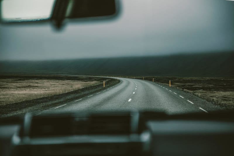 Image of driving in the south of Iceland in a rental car