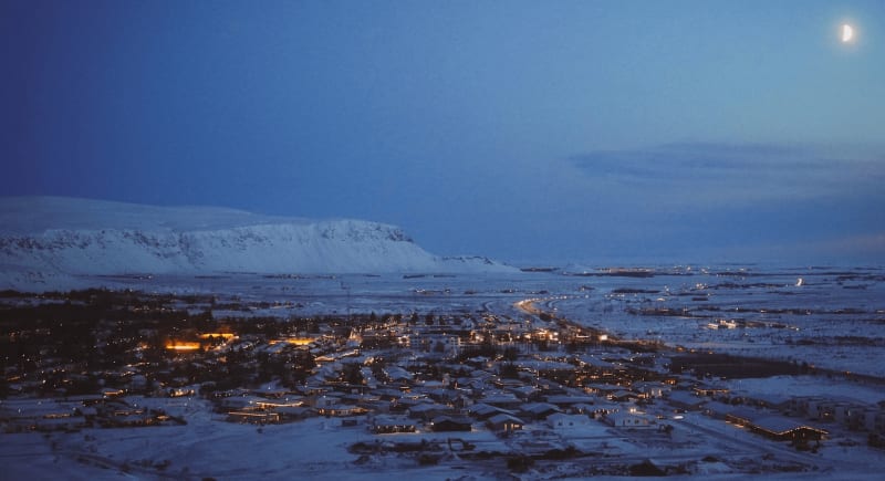 An aerial view of Hveragerdi in Iceland