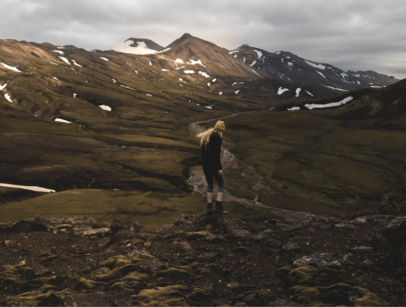 Image of a person standing in the highlands of Iceland