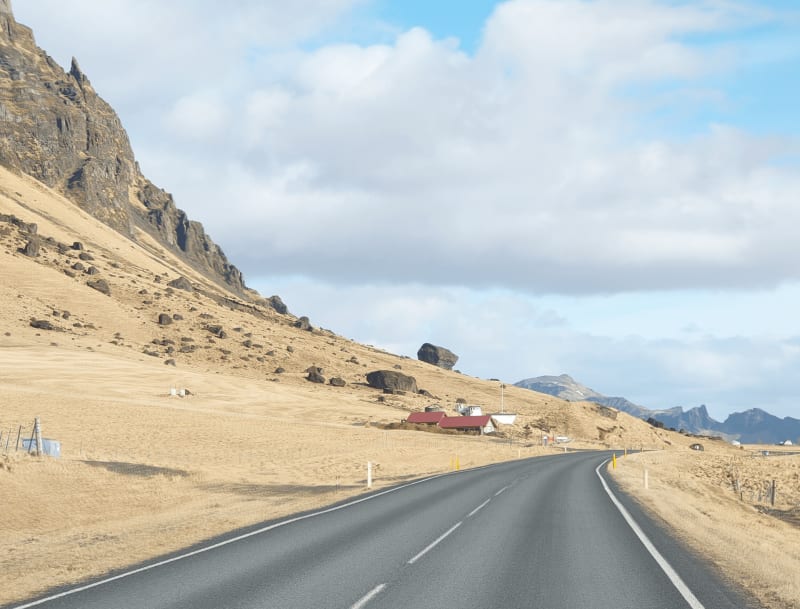 Image of a road in Iceland, sunny day.