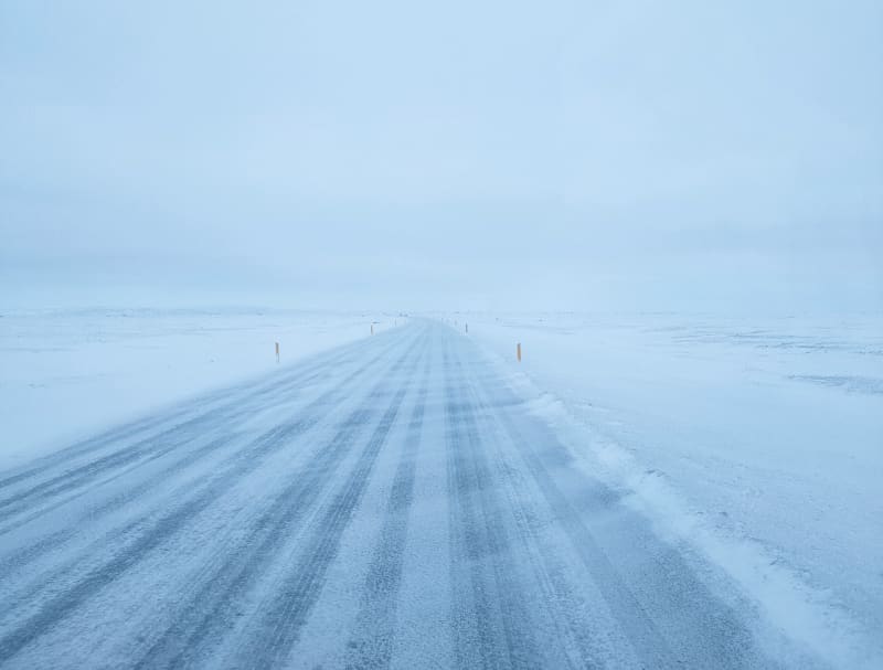Image of a road in Iceland covered in snow.