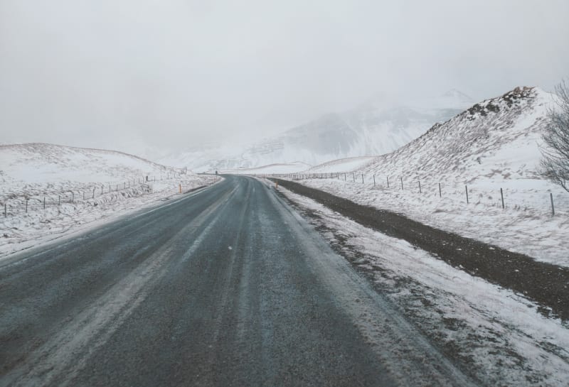 Image of a road in Iceland on a cold day