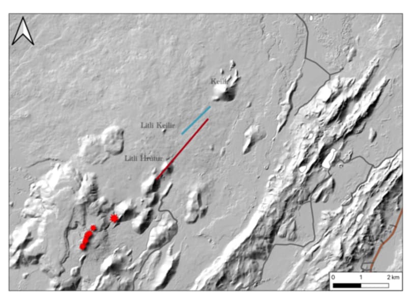 Picture that shows where the eruption in Iceland is most likely to happen and where the lava is located