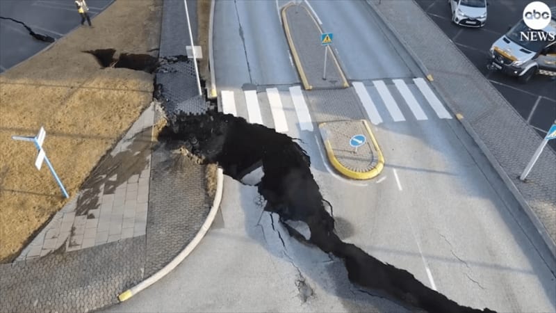 Image of a sinkhole due to volcanic and seismic activity