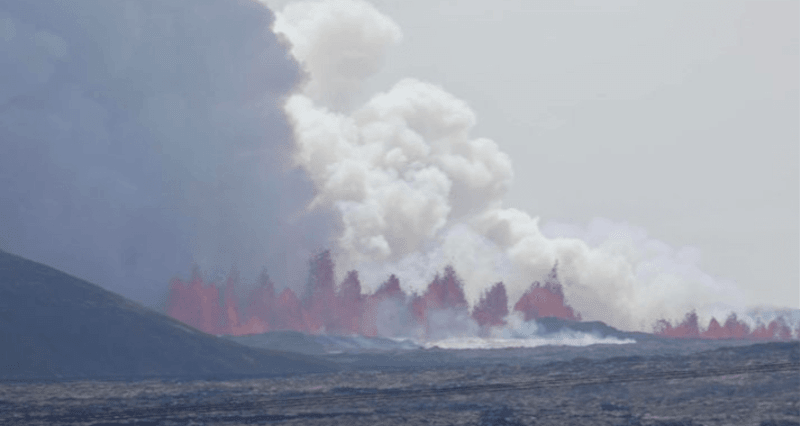 Image of the volcanic eruption on the 29th of may 2024