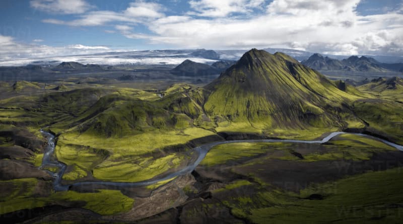 Aerial view of Icelands beautiful landscapes