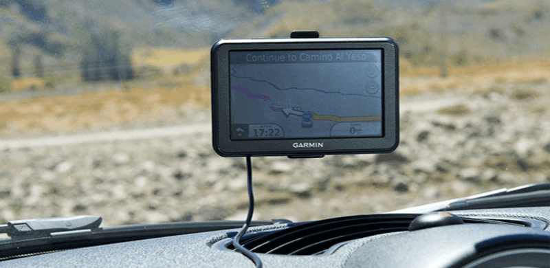 Image of a GPS in a car rental that was purchased as an extra