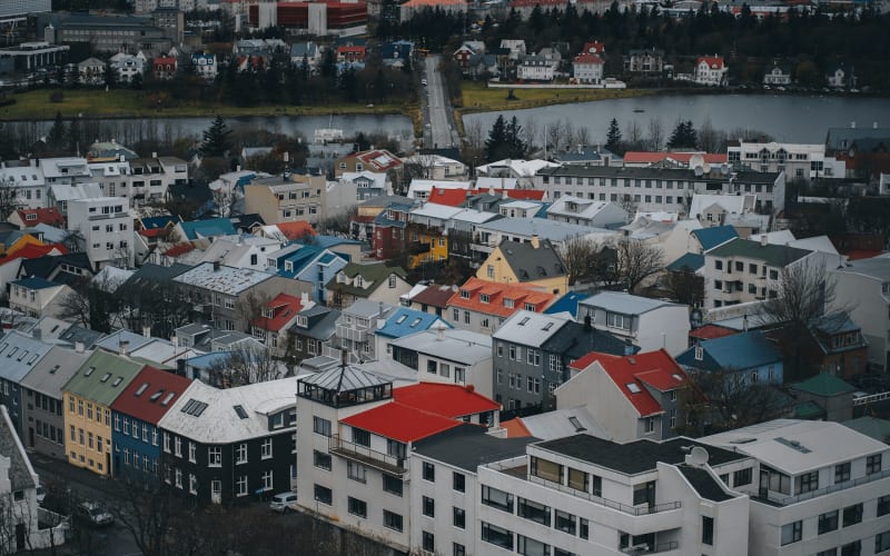 Image of an aerial view of Reykjavik in Iceland