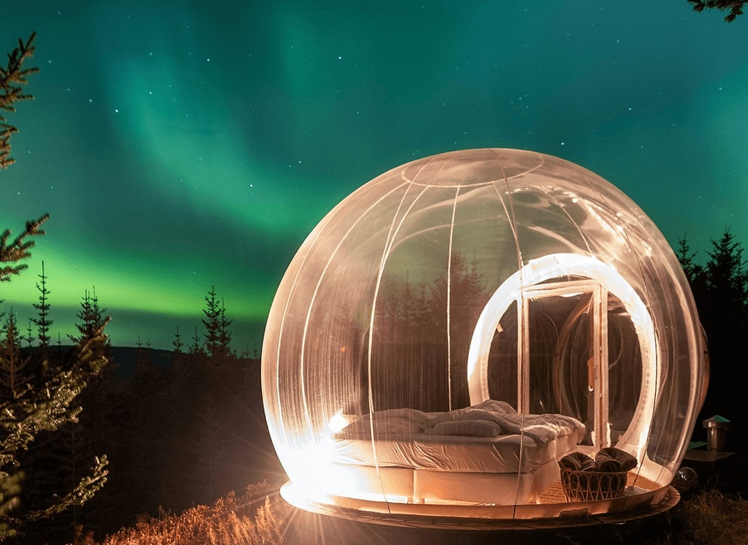 Bubble Hotel in Iceland Northern Lights Aurora Borealis