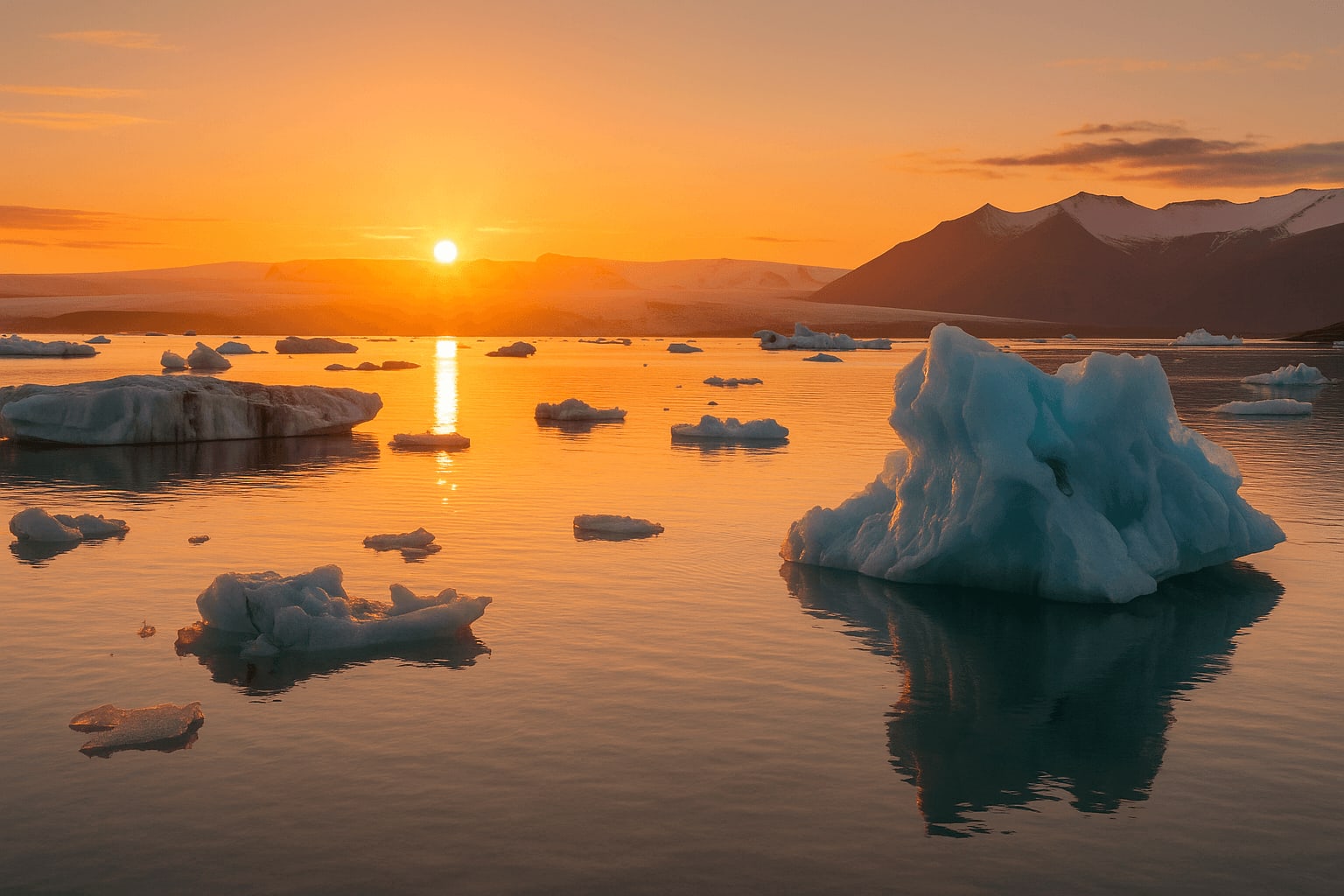 Image of the midnight sun in Iceland