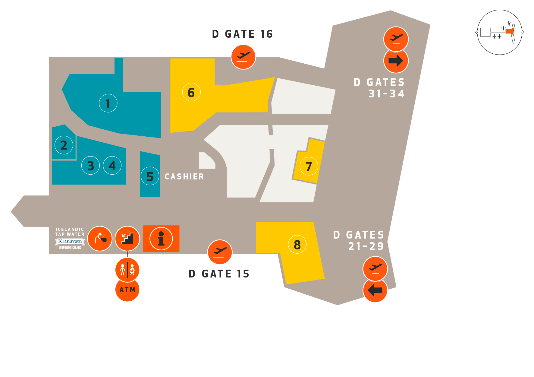 First floor Gate Area D15 - D34