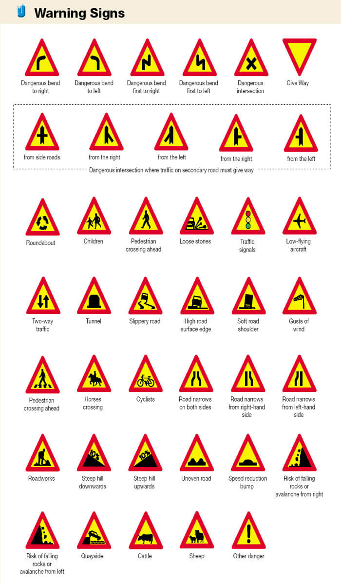 Iceland Traffic Signs - Warning Signs