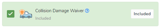 Image showing Collision Damage Waiver included with our rentals