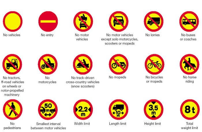 Icelandic road sighs that prohibit driving