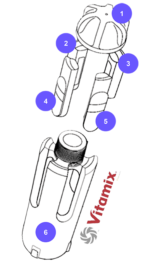 Injection molding 6-part design