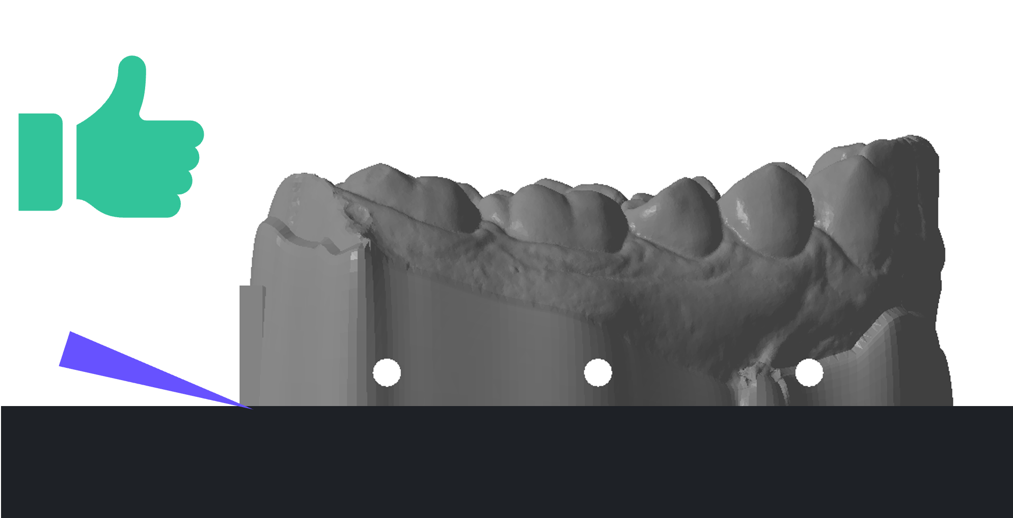 Model with vent holes placed 1 mm above platform Model with vent holes placed 1 mm above platform