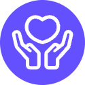 An icon showing two hands holding out a heart