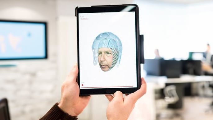 Joe DeSimone's image after getting his head scanned for a custom helmet